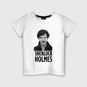 Детская футболка хлопок с принтом Шерлок в Санкт-Петербурге, 100% хлопок | круглый вырез горловины, полуприлегающий силуэт, длина до линии бедер | sherlock | бенедикт камбербэтч | доктор ватсон | мартин фримен | шерлок