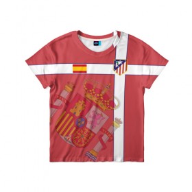 Детская футболка 3D с принтом Atletico Madrid - форма в Санкт-Петербурге, 100% гипоаллергенный полиэфир | прямой крой, круглый вырез горловины, длина до линии бедер, чуть спущенное плечо, ткань немного тянется | 