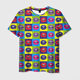 Мужская футболка 3D с принтом Lips Pop-art в Санкт-Петербурге, 100% полиэфир | прямой крой, круглый вырез горловины, длина до линии бедер | 