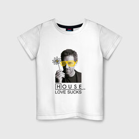 Детская футболка хлопок с принтом Доктор Хаус в Санкт-Петербурге, 100% хлопок | круглый вырез горловины, полуприлегающий силуэт, длина до линии бедер | everybody lies | house m.d. | все лгут | доктор хаус | хью лори