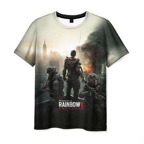 Мужская футболка 3D с принтом Rainbow Six в Санкт-Петербурге, 100% полиэфир | прямой крой, круглый вырез горловины, длина до линии бедер | pvp | воин | герой | огонь | оружия | призрак | снайпер | сражения | тактический | шутер