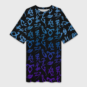 Платье-футболка 3D с принтом Blue runes в Санкт-Петербурге,  |  | freeform | shadowhunters | доминик шервуд | клэри фрэй | кэтрин макнамара | фэнтази