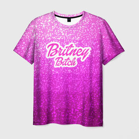 Мужская футболка 3D с принтом Britney Bitch _pink в Санкт-Петербурге, 100% полиэфир | прямой крой, круглый вырез горловины, длина до линии бедер | baby one more time | britney spears | oops | бритни спирс