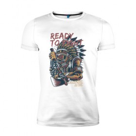 Мужская футболка премиум с принтом Индейцы в Санкт-Петербурге, 92% хлопок, 8% лайкра | приталенный силуэт, круглый вырез ворота, длина до линии бедра, короткий рукав | аборигены | ацтеки | воин | индеец | майя | маска | племена | племя | с топором