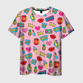 Мужская футболка 3D с принтом Pop Art в Санкт-Петербурге, 100% полиэфир | прямой крой, круглый вырез горловины, длина до линии бедер | pop art | гламур | лето | мода | поп арт | стикер | стиль | тренд | фэшн