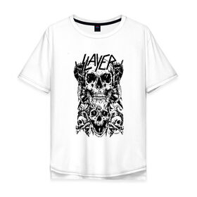 Мужская футболка хлопок Oversize с принтом Slayer в Санкт-Петербурге, 100% хлопок | свободный крой, круглый ворот, “спинка” длиннее передней части | slayer | группа | гэри холт | керри кинг | метал | музыка | пентаграмма | песни | пол бостаф | рок | слаер | слайер | слеар | слеер | слейр | слеяр | том арайа | трэш | тяжелый | хеви