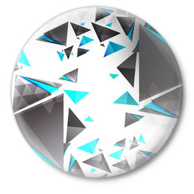 Значок с принтом TRIANGLE в Санкт-Петербурге,  металл | круглая форма, металлическая застежка в виде булавки | Тематика изображения на принте: 2019 | new | triangle | геометрия | текстура | треугольники | цветные