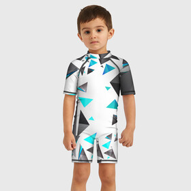 Детский купальный костюм 3D с принтом TRIANGLE в Санкт-Петербурге, Полиэстер 85%, Спандекс 15% | застежка на молнии на спине | 2019 | new | triangle | геометрия | текстура | треугольники | цветные