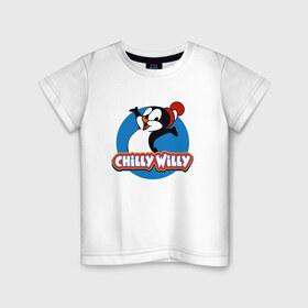 Детская футболка хлопок с принтом Чилли Вилли в Санкт-Петербурге, 100% хлопок | круглый вырез горловины, полуприлегающий силуэт, длина до линии бедер | chili vili | chilli willi | chilly willy | пингвин | пингвиненок | чили вили | чилли вилли