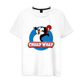 Мужская футболка хлопок с принтом Чилли Вилли в Санкт-Петербурге, 100% хлопок | прямой крой, круглый вырез горловины, длина до линии бедер, слегка спущенное плечо. | chili vili | chilli willi | chilly willy | пингвин | пингвиненок | чили вили | чилли вилли