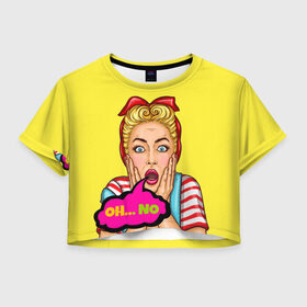 Женская футболка 3D укороченная с принтом Oh...no в Санкт-Петербурге, 100% полиэстер | круглая горловина, длина футболки до линии талии, рукава с отворотами | pop art | wtf | коллекция | мода | о нет | поп арт | старая мода | стиль | стиль 60 х | тренды | что это