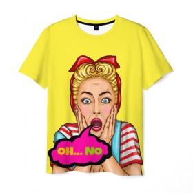 Мужская футболка 3D с принтом Oh...no в Санкт-Петербурге, 100% полиэфир | прямой крой, круглый вырез горловины, длина до линии бедер | pop art | wtf | коллекция | мода | о нет | поп арт | старая мода | стиль | стиль 60 х | тренды | что это