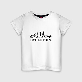 Детская футболка хлопок с принтом Evolution в Санкт-Петербурге, 100% хлопок | круглый вырез горловины, полуприлегающий силуэт, длина до линии бедер | dog | друг человека | кинолог | люблю собак | овчарка | пес | собака | собачник | щенок | эволюция