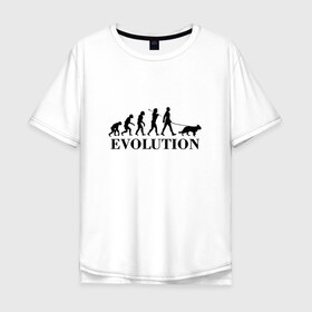 Мужская футболка хлопок Oversize с принтом Evolution в Санкт-Петербурге, 100% хлопок | свободный крой, круглый ворот, “спинка” длиннее передней части | dog | друг человека | кинолог | люблю собак | овчарка | пес | собака | собачник | щенок | эволюция