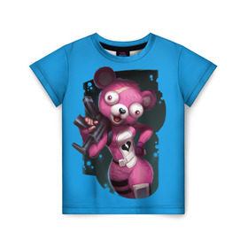 Детская футболка 3D с принтом Cuddle Team Leader в Санкт-Петербурге, 100% гипоаллергенный полиэфир | прямой крой, круглый вырез горловины, длина до линии бедер, чуть спущенное плечо, ткань немного тянется | battle royale | cuddle | fortnite | leader | битва | королевская | ниндзя | розовый медведь | фортнайт