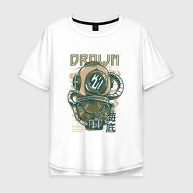 Мужская футболка хлопок Oversize с принтом Drown в Санкт-Петербурге, 100% хлопок | свободный крой, круглый ворот, “спинка” длиннее передней части | 