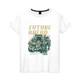 Женская футболка хлопок с принтом Future Ahead в Санкт-Петербурге, 100% хлопок | прямой крой, круглый вырез горловины, длина до линии бедер, слегка спущенное плечо | 