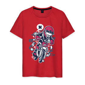 Мужская футболка хлопок с принтом Мотоциклист в Санкт-Петербурге, 100% хлопок | прямой крой, круглый вырез горловины, длина до линии бедер, слегка спущенное плечо. | гонки | граффити | мото | мотоцикл | мотоциклист | мотоциклы | скорость