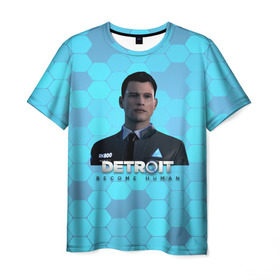 Мужская футболка 3D с принтом Detroit: Become Human в Санкт-Петербурге, 100% полиэфир | прямой крой, круглый вырез горловины, длина до линии бедер | Тематика изображения на принте: android | connor | dbh | detroit | detroit become human | deviant | game | gamer | андроид | девиант | детройт | игра | коннор
