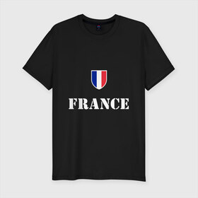 Мужская футболка премиум с принтом France в Санкт-Петербурге, 92% хлопок, 8% лайкра | приталенный силуэт, круглый вырез ворота, длина до линии бедра, короткий рукав | france | франция | чемпионат