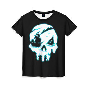 Женская футболка 3D с принтом Sea of Thieves в Санкт-Петербурге, 100% полиэфир ( синтетическое хлопкоподобное полотно) | прямой крой, круглый вырез горловины, длина до линии бедер | action | adventure | боевик | графика | мульт | остров | пираты | череп