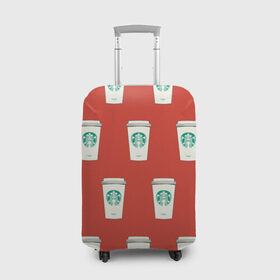 Чехол для чемодана 3D с принтом Старбакс попарт Томат в Санкт-Петербурге, 86% полиэфир, 14% спандекс | двустороннее нанесение принта, прорези для ручек и колес | pop art | starbucks | warhol | кофе | паттерн | поп арт | стакан | старбакс | узор | уорхол | хипстер | чашка
