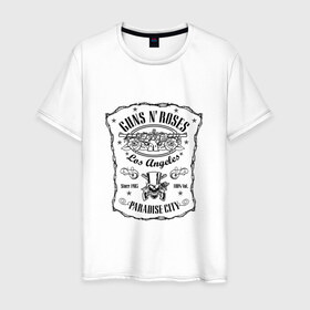 Мужская футболка хлопок с принтом GunsN`Roses в Санкт-Петербурге, 100% хлопок | прямой крой, круглый вырез горловины, длина до линии бедер, слегка спущенное плечо. | gansenroses | gunsnroses | rock | rockmusik | ганзенроуз | рок | рокмузыка