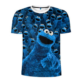 Мужская футболка 3D спортивная с принтом Коржик в Санкт-Петербурге, 100% полиэстер с улучшенными характеристиками | приталенный силуэт, круглая горловина, широкие плечи, сужается к линии бедра | Тематика изображения на принте: cookie monster | коржик | улица сезам
