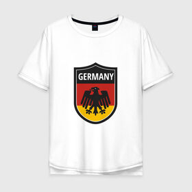 Мужская футболка хлопок Oversize с принтом Germany в Санкт-Петербурге, 100% хлопок | свободный крой, круглый ворот, “спинка” длиннее передней части | football | germany | sport | германия | мяч | нойер | орёл | сборная | спорт | флаг | футбол | чемпионат мира