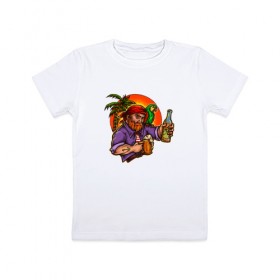 Детская футболка хлопок с принтом Пират в Санкт-Петербурге, 100% хлопок | круглый вырез горловины, полуприлегающий силуэт, длина до линии бедер | летние | летняя | лето | море | морская | морские | пират | пираты | попугай