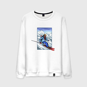 Мужской свитшот хлопок с принтом Лыжный Спорт в Санкт-Петербурге, 100% хлопок |  | Тематика изображения на принте: гора | горнолыжные | горнолыжный | горы | лыжи | на лыжах | с лыжами | спорт | спуск | спуск с горы