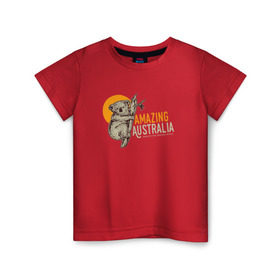 Детская футболка хлопок с принтом Коала в Санкт-Петербурге, 100% хлопок | круглый вырез горловины, полуприлегающий силуэт, длина до линии бедер | Тематика изображения на принте: koala | австралия | животные | коала | коалы | милые | с коалой