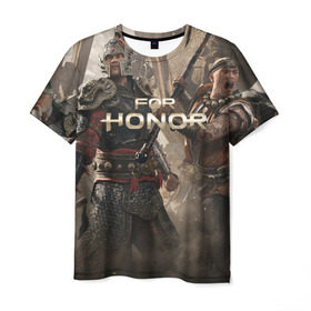 Мужская футболка 3D с принтом FOR HONOR в Санкт-Петербурге, 100% полиэфир | прямой крой, круглый вырез горловины, длина до линии бедер | for honor | викинги | игра | рыцари | средневековье | япония