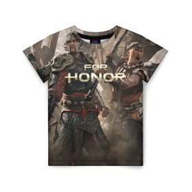 Детская футболка 3D с принтом FOR HONOR в Санкт-Петербурге, 100% гипоаллергенный полиэфир | прямой крой, круглый вырез горловины, длина до линии бедер, чуть спущенное плечо, ткань немного тянется | for honor | викинги | игра | рыцари | средневековье | япония