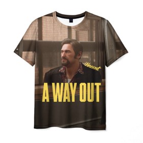 Мужская футболка 3D с принтом A Way Out Vincent в Санкт-Петербурге, 100% полиэфир | прямой крой, круглый вырез горловины, длина до линии бедер | 