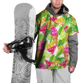 Накидка на куртку 3D с принтом Летнее настроение в Санкт-Петербурге, 100% полиэстер |  | Тематика изображения на принте: summer | зелень | листья | море | пляж | тропики | фруткты | цветы