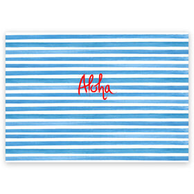Поздравительная открытка с принтом ALOHA в Санкт-Петербурге, 100% бумага | плотность бумаги 280 г/м2, матовая, на обратной стороне линовка и место для марки
 | Тематика изображения на принте: гавайи | лето | море | моряк | отдых | пляж | полоски | тельняшка | яхта