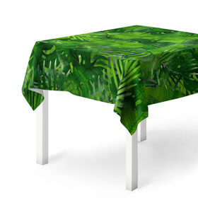 Скатерть 3D с принтом Тропики в Санкт-Петербурге, 100% полиэстер (ткань не мнется и не растягивается) | Размер: 150*150 см | джунгли | зелень | лес | листья | тропики