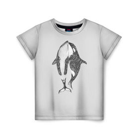 Детская футболка 3D с принтом Киты в Санкт-Петербурге, 100% гипоаллергенный полиэфир | прямой крой, круглый вырез горловины, длина до линии бедер, чуть спущенное плечо, ткань немного тянется | арт | касатка | касатки | кит | море | океан | рисунок | узор