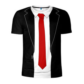 Мужская футболка 3D спортивная с принтом КОСТЮМ АГЕНТА 47 в Санкт-Петербурге, 100% полиэстер с улучшенными характеристиками | приталенный силуэт, круглая горловина, широкие плечи, сужается к линии бедра | agent 47 | галстук | пиджак | хитман