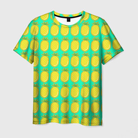 Мужская футболка 3D с принтом Ананас в Санкт-Петербурге, 100% полиэфир | прямой крой, круглый вырез горловины, длина до линии бедер | 