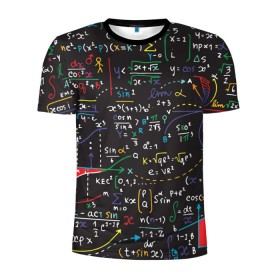 Мужская футболка 3D спортивная с принтом Math в Санкт-Петербурге, 100% полиэстер с улучшенными характеристиками | приталенный силуэт, круглая горловина, широкие плечи, сужается к линии бедра | математика | наука | тригонометрия | уравнения | формулы | цифры
