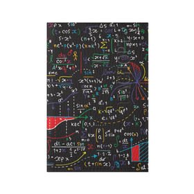 Обложка для паспорта матовая кожа с принтом Math в Санкт-Петербурге, натуральная матовая кожа | размер 19,3 х 13,7 см; прозрачные пластиковые крепления | Тематика изображения на принте: математика | наука | тригонометрия | уравнения | формулы | цифры