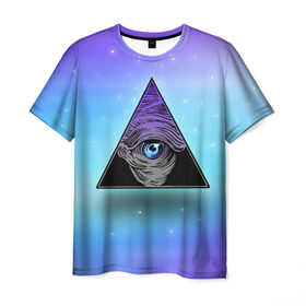 Мужская футболка 3D с принтом Пирамида / Всевидящее око в Санкт-Петербурге, 100% полиэфир | прямой крой, круглый вырез горловины, длина до линии бедер | 