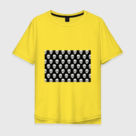 Мужская футболка хлопок Oversize с принтом Черепа в Санкт-Петербурге, 100% хлопок | свободный крой, круглый ворот, “спинка” длиннее передней части | scull | паттерн | рисунок | скелет | череп