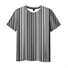 Мужская футболка 3D с принтом Черно белые полосы в Санкт-Петербурге, 100% полиэфир | прямой крой, круглый вырез горловины, длина до линии бедер | Тематика изображения на принте: белое | полоски | полосы | черное