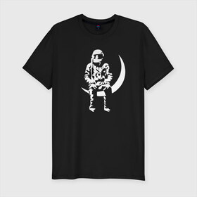 Мужская футболка премиум с принтом Луна в Санкт-Петербурге, 92% хлопок, 8% лайкра | приталенный силуэт, круглый вырез ворота, длина до линии бедра, короткий рукав | angels and airwaves | ava | tom delonge | том делонг