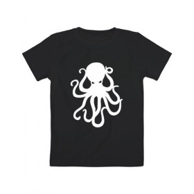 Детская футболка хлопок с принтом Осьминог в Санкт-Петербурге, 100% хлопок | круглый вырез горловины, полуприлегающий силуэт, длина до линии бедер | Тематика изображения на принте: mark hoppus | octopus | марк хоппус | осьминог