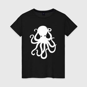 Женская футболка хлопок с принтом Осьминог в Санкт-Петербурге, 100% хлопок | прямой крой, круглый вырез горловины, длина до линии бедер, слегка спущенное плечо | mark hoppus | octopus | марк хоппус | осьминог