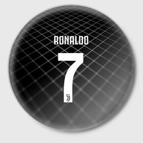 Значок с принтом RONALDO JUVE SPORT в Санкт-Петербурге,  металл | круглая форма, металлическая застежка в виде булавки | cr7 | fc | клуб | криштиану роналду | роналдо | фк | ювентус